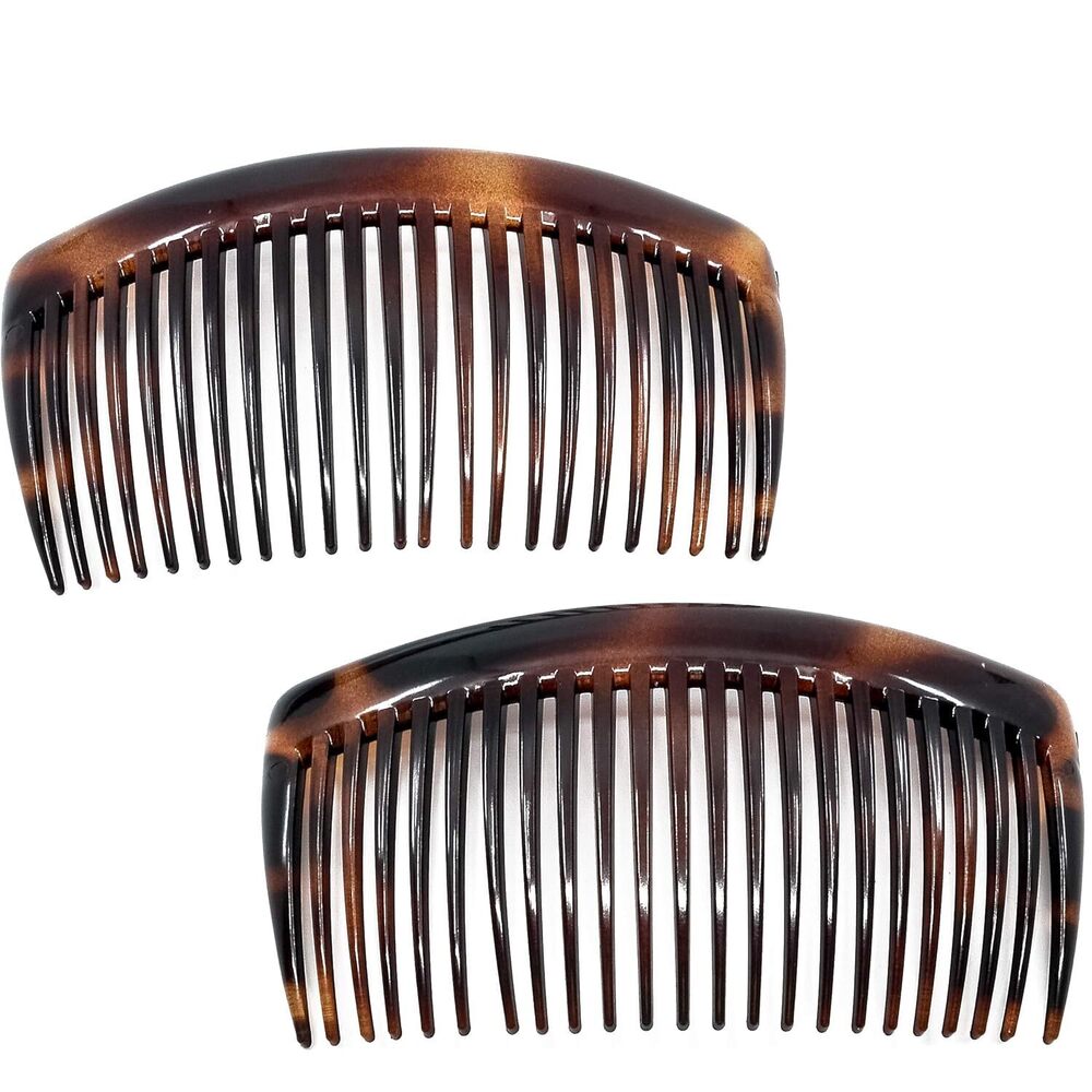Paris AD66/2 French Side Comb Large Curved Tortoiseshell Hair Combs for